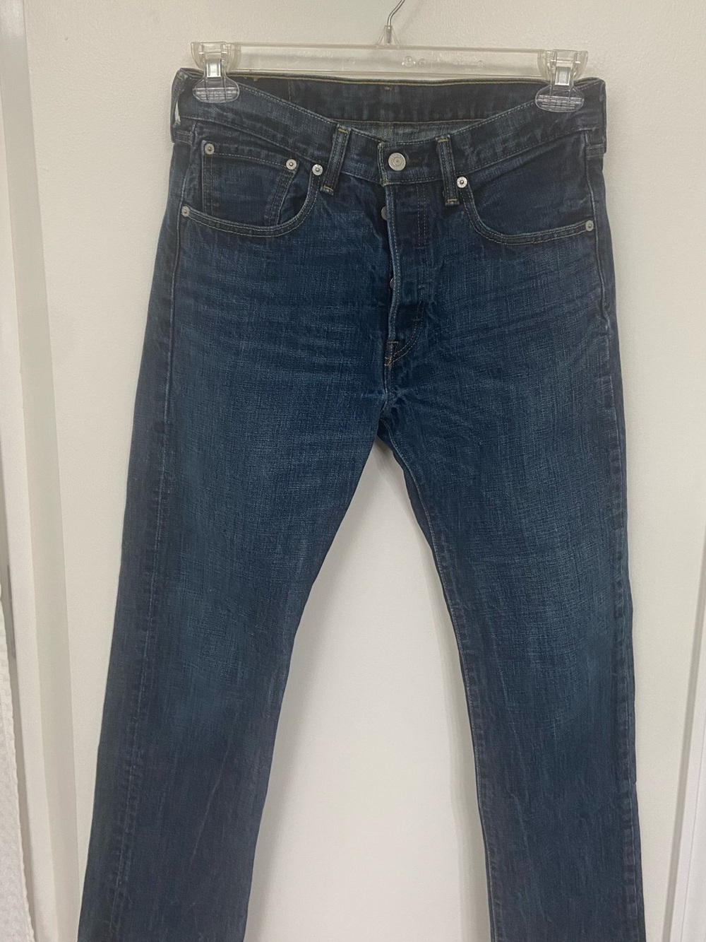 Levi's Straight Leg 501 Button Jeans in Dark Blue